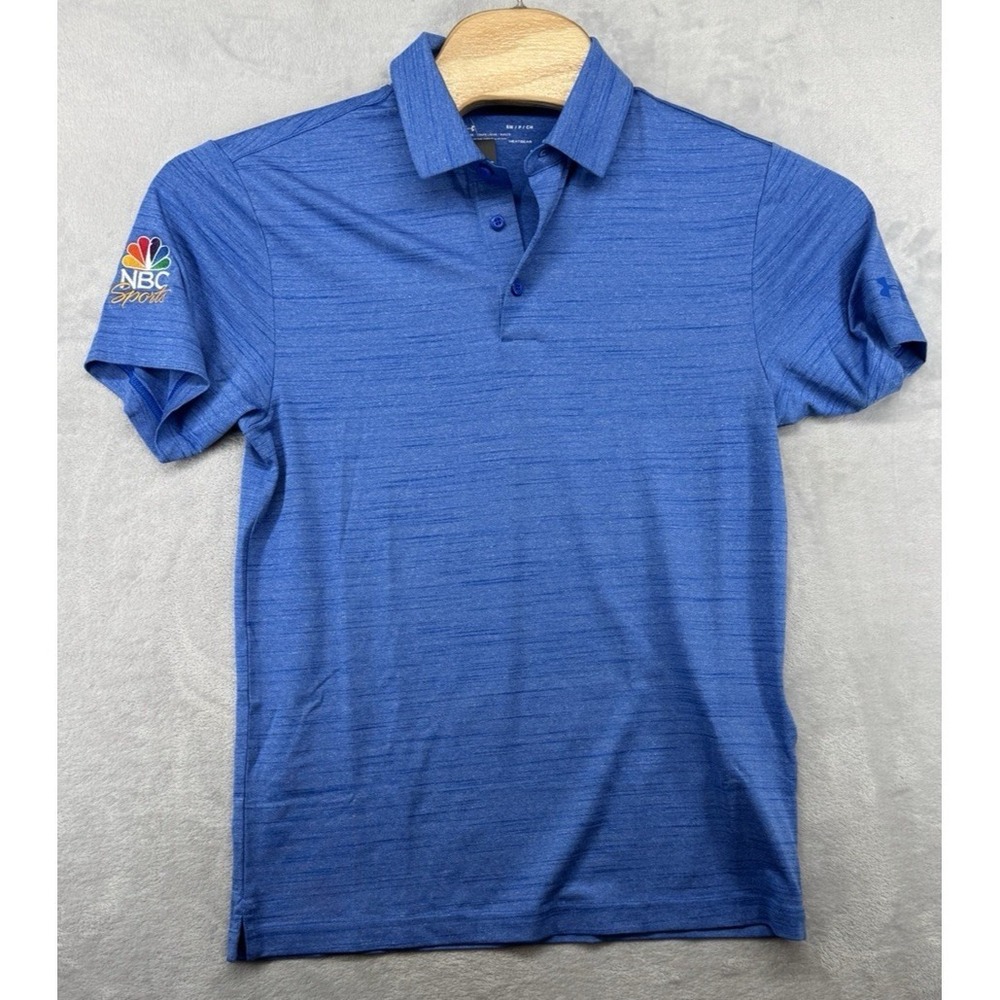 Under Armour NBC Sports Logo HeatGear Polo Shirt Blue Loose Men's Size S NWT